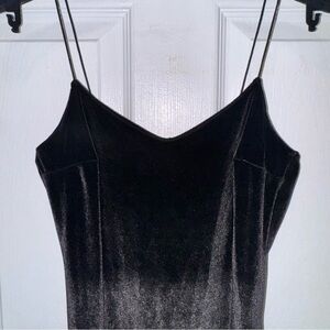 Black Velvet Spaghetti Strap Slip with Lace Hem (UK 6 / US 2)